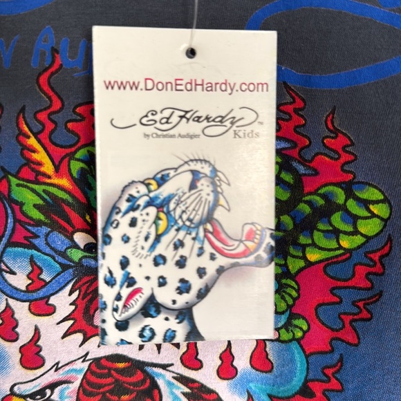 NWT ED HARDY KIDS LONG SLEEVE GRAYISH BLUE SHIRT💙 - Picture 3 of 5